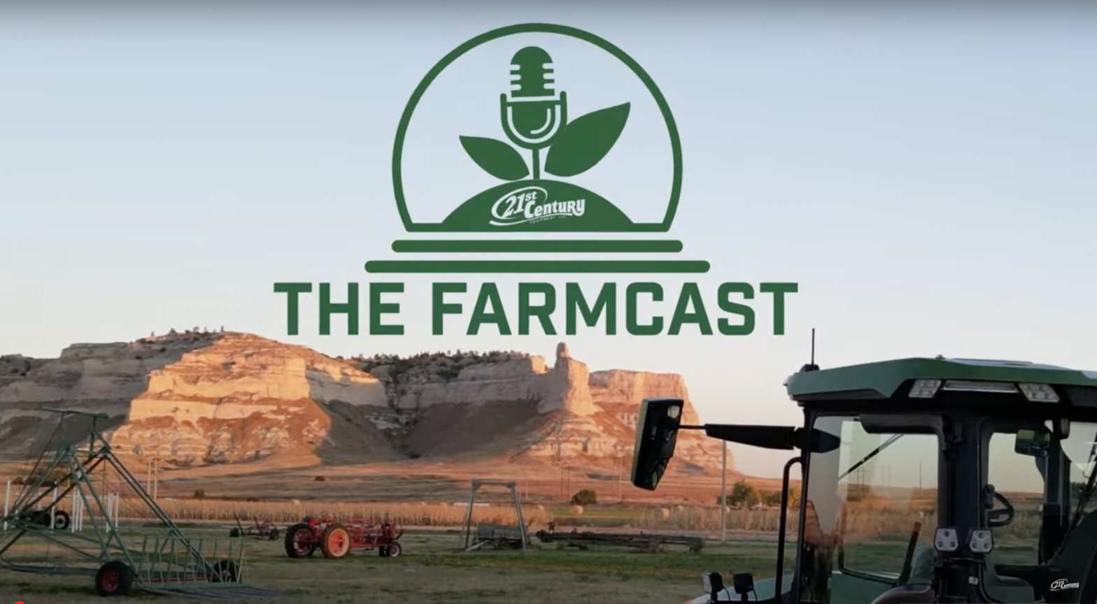 The farmcast logo with nebraska bluff