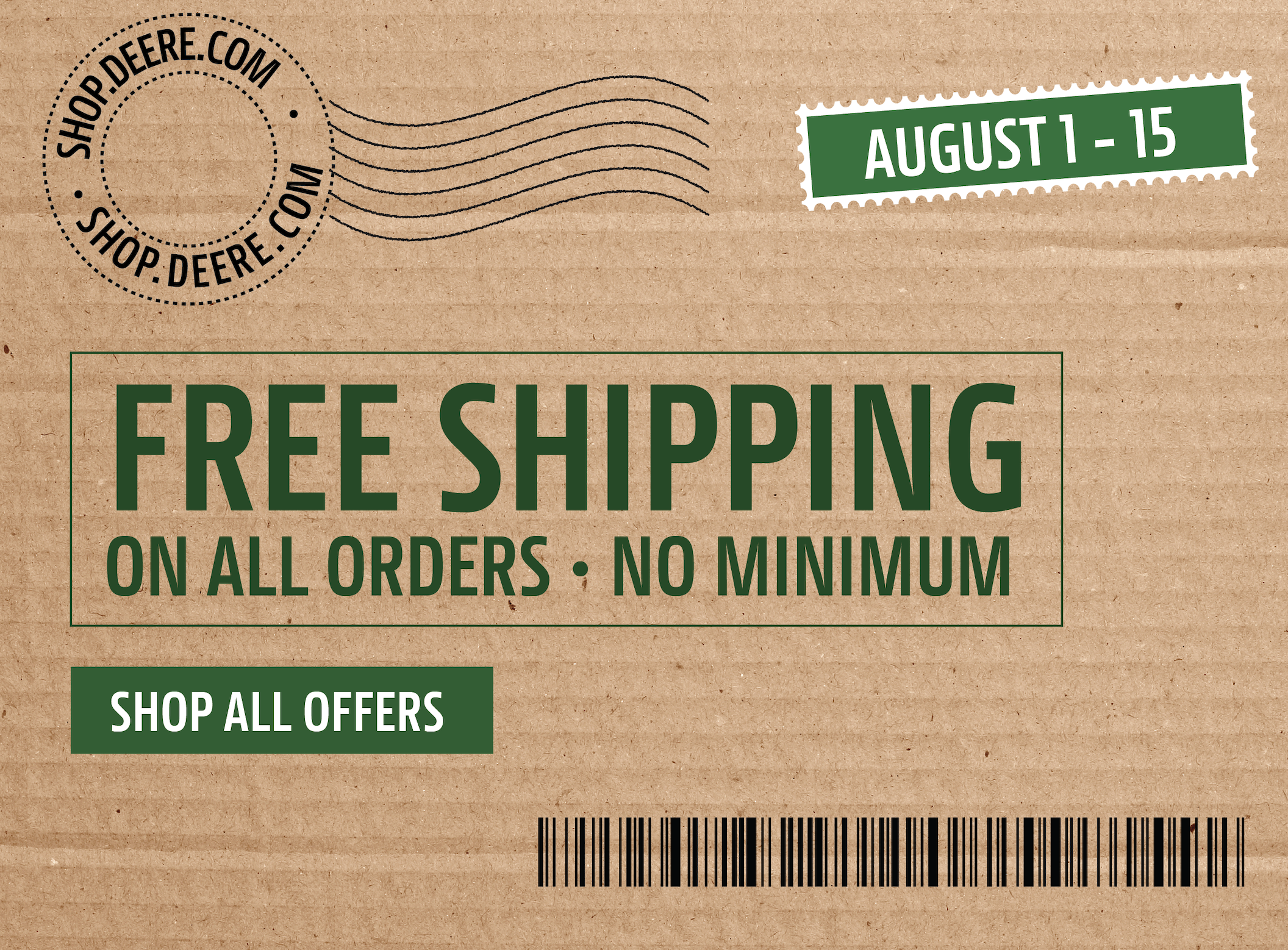 Free Shipping on ALL Orders Shop.deere.com